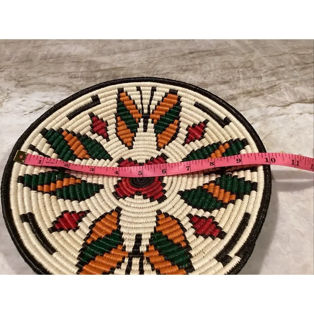Hand Woven Tray Coil Basket Tray Butterfly 10” Wounaan Embera Tribe Native